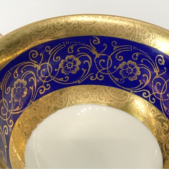 Vintage West Germany Alka Kunst Kronach Bavaria Teacup Gold Gilt Cobalt Blue - Picture 9 of 12